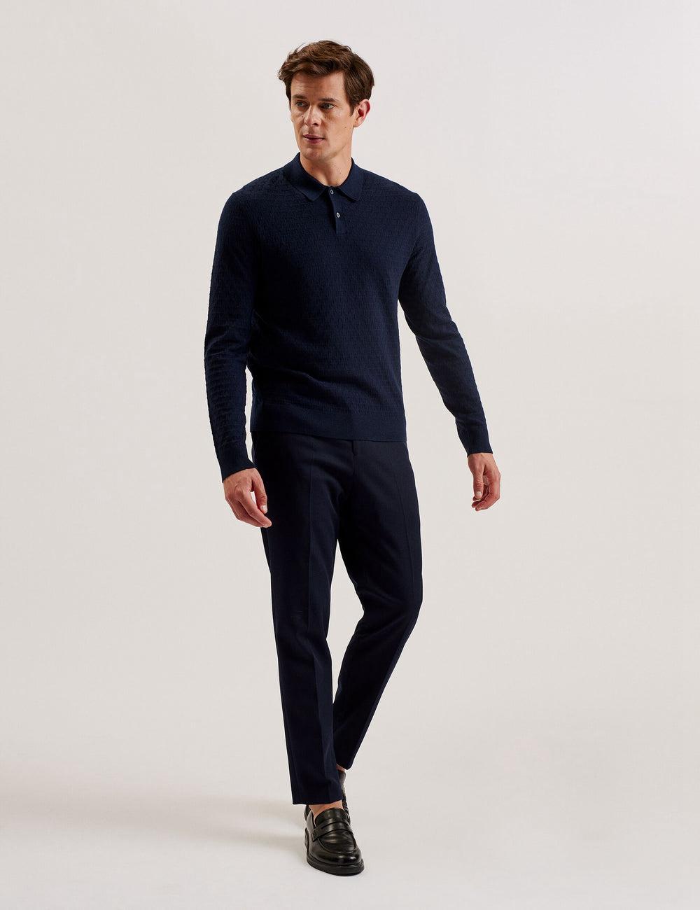 Pulls Ted Baker MORAR - T Knit Long Sleeve Top Homme Bleu Marine | Paris  13682-DGPH