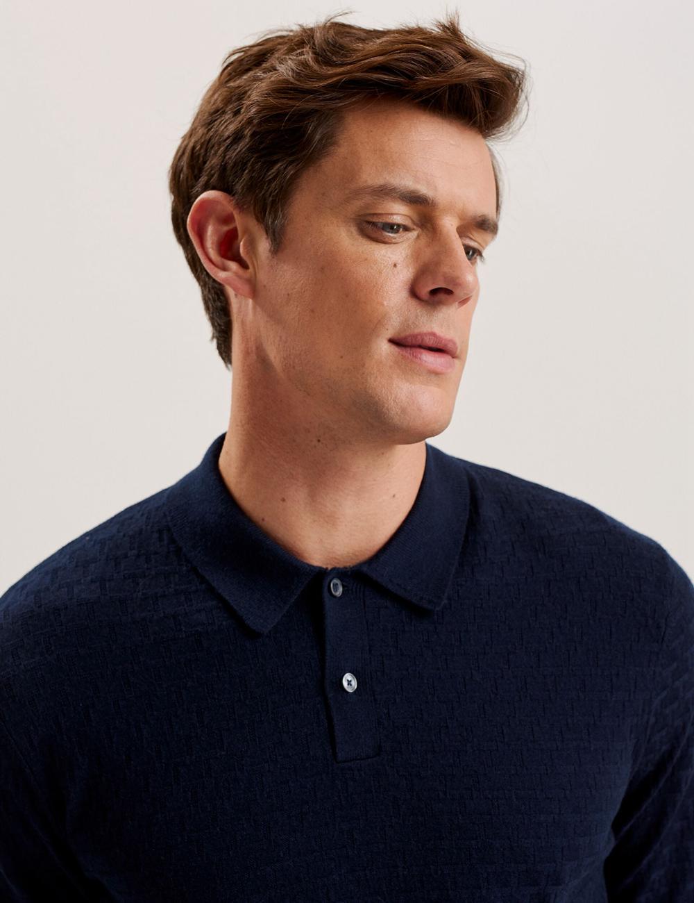 Pulls Ted Baker MORAR - T Knit Long Sleeve Top Homme Bleu Marine | Paris  13682-DGPH