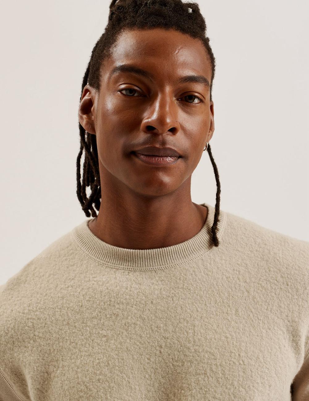 Pulls Ted Baker OLMSTE - Boucle Wool Blend Crew Neck Homme Taupe | Paris  14932-ZOKX