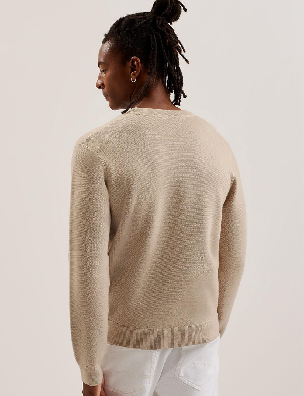 Pulls Ted Baker OLMSTE - Boucle Wool Blend Crew Neck Homme Taupe | Paris  14932-ZOKX