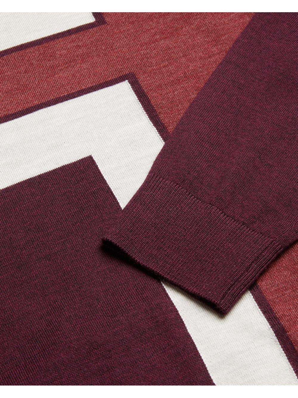 Pulls Ted Baker ROIKA - Colour Block Crew Neck Wool Homme Bordeaux | Paris  03541-ZVFR