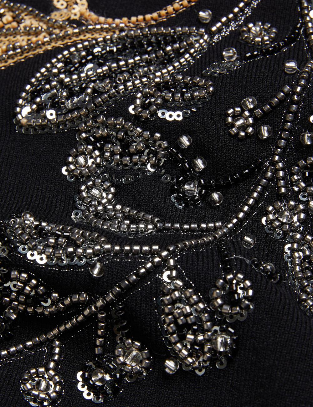Pulls Ted Baker ROSMRRY - Embellished Floral Detail Knitted Femme Noir | Paris  34061-BJSN