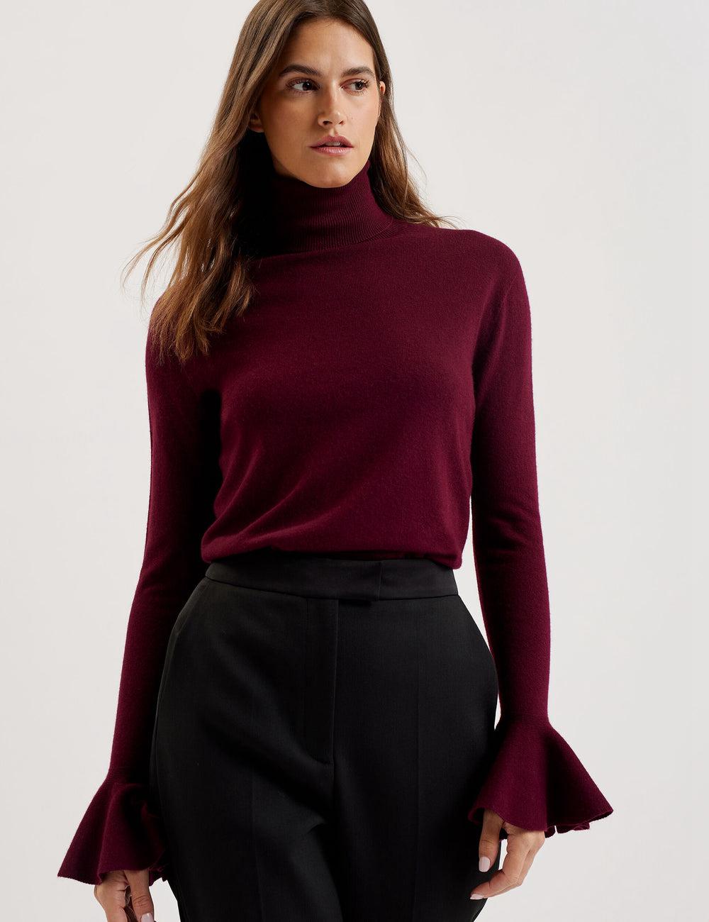 Pulls Ted Baker TAMSENN - Roll Neck Wool Cashmere Femme Rouge | Paris  75160-URCS