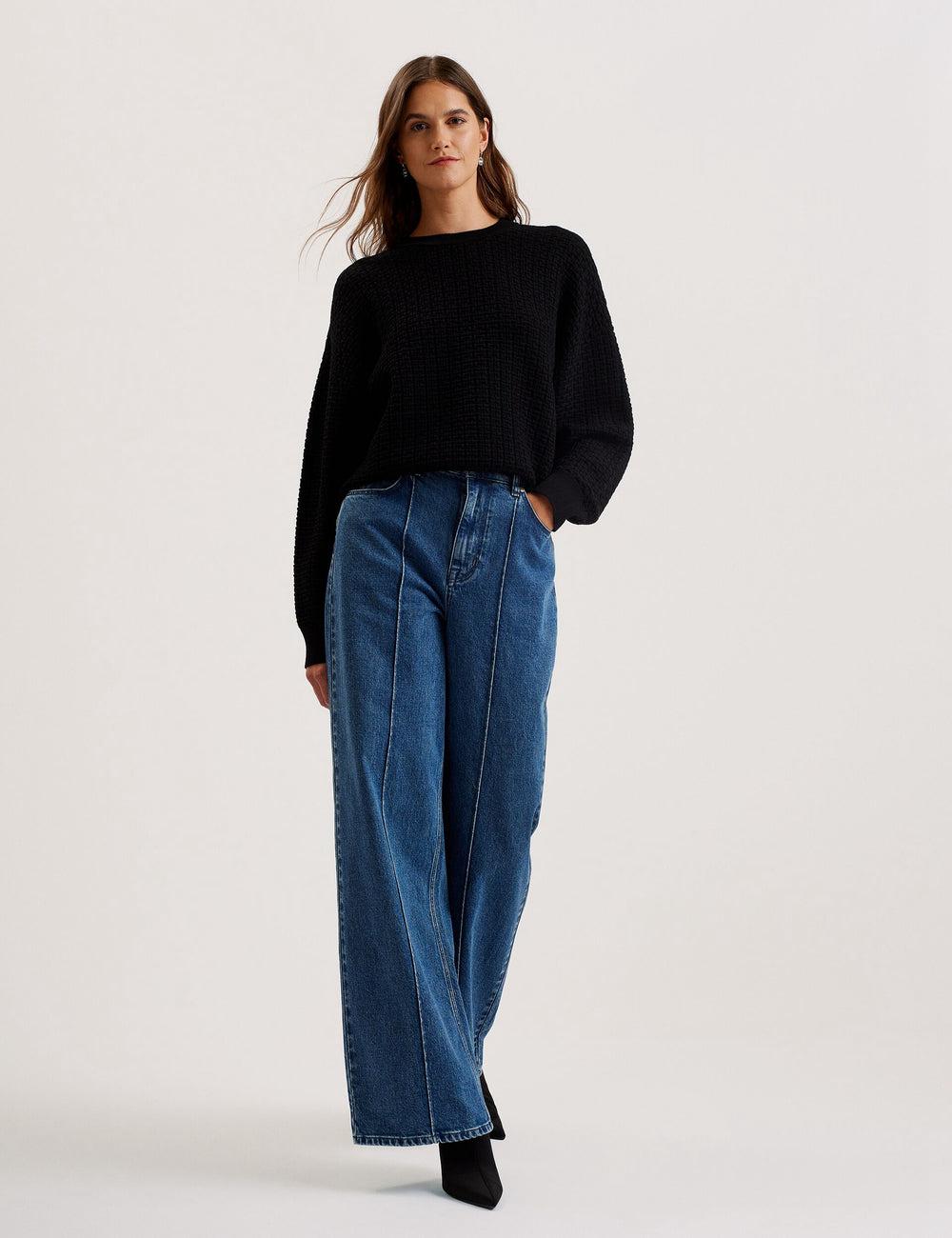 Pulls Ted Baker TEDTYY - Textured T Jacquard Knitted Femme Noir | Paris  94816-XYUQ