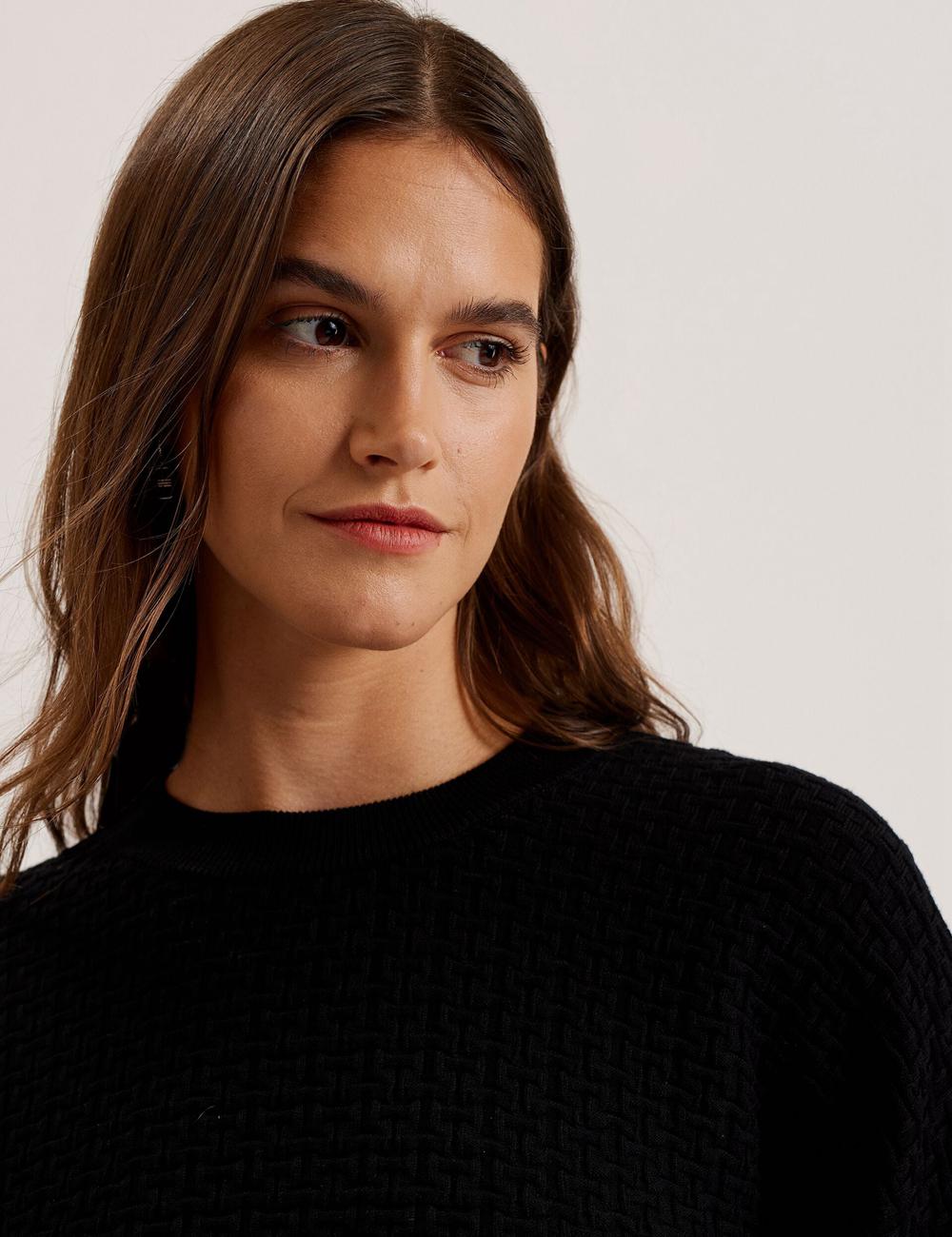 Pulls Ted Baker TEDTYY - Textured T Jacquard Knitted Femme Noir | Paris  94816-XYUQ