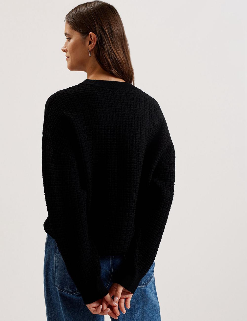 Pulls Ted Baker TEDTYY - Textured T Jacquard Knitted Femme Noir | Paris  94816-XYUQ