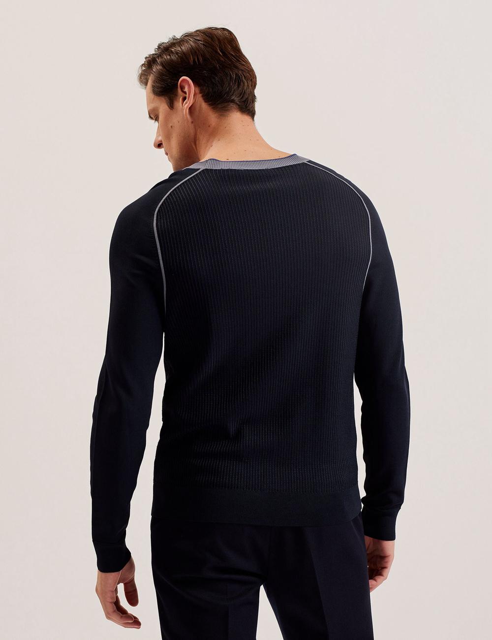 Pulls Ted Baker TOREZ - Long Sleeve Textured Knit Top Homme Bleu Marine | Paris  25948-BCGF
