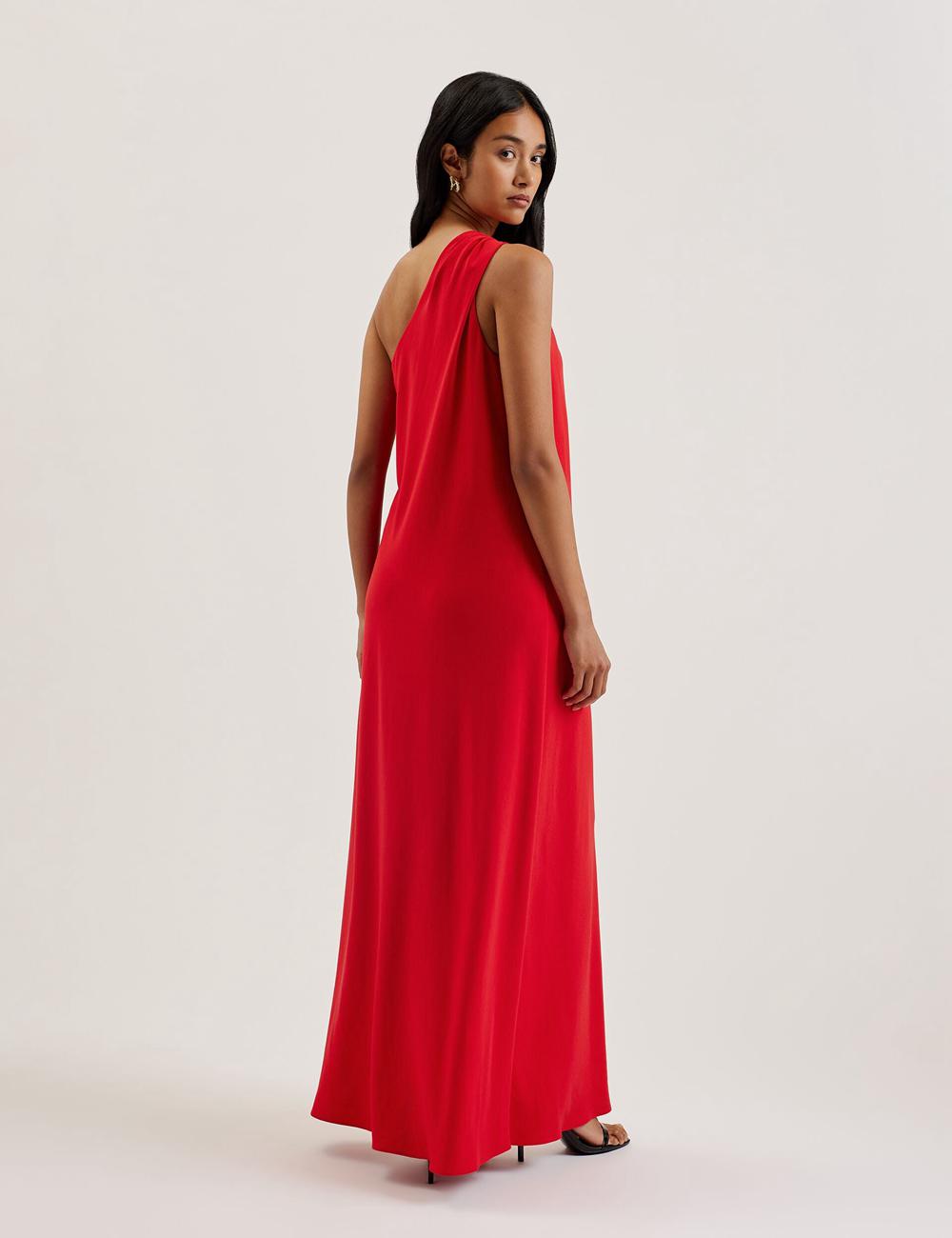 Robe Maxi Ted Baker AISLI - One Shoulder Woven Femme Rouge | Paris  69431-BPQE