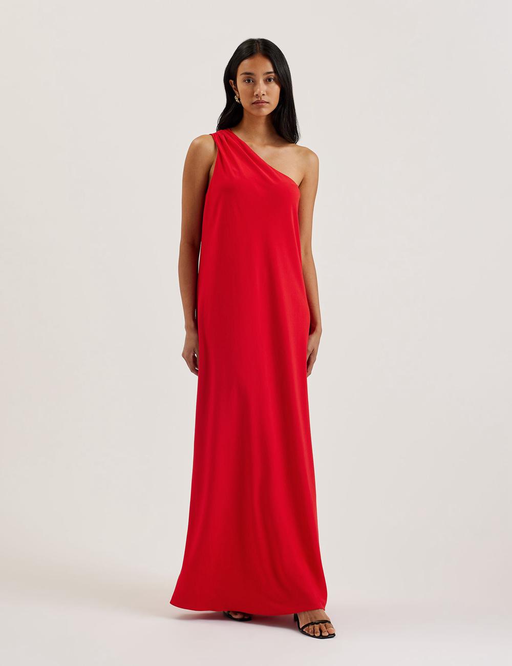 Robe Maxi Ted Baker AISLI - One Shoulder Woven Femme Rouge | Paris  69431-BPQE