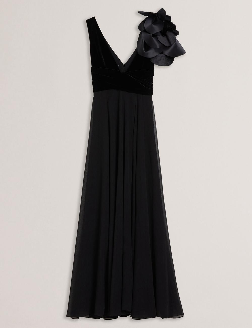 Robe Maxi Ted Baker BEIRA - Corsage Plunge Neck Sleeveless Femme Noir | Paris  17560-TVWN