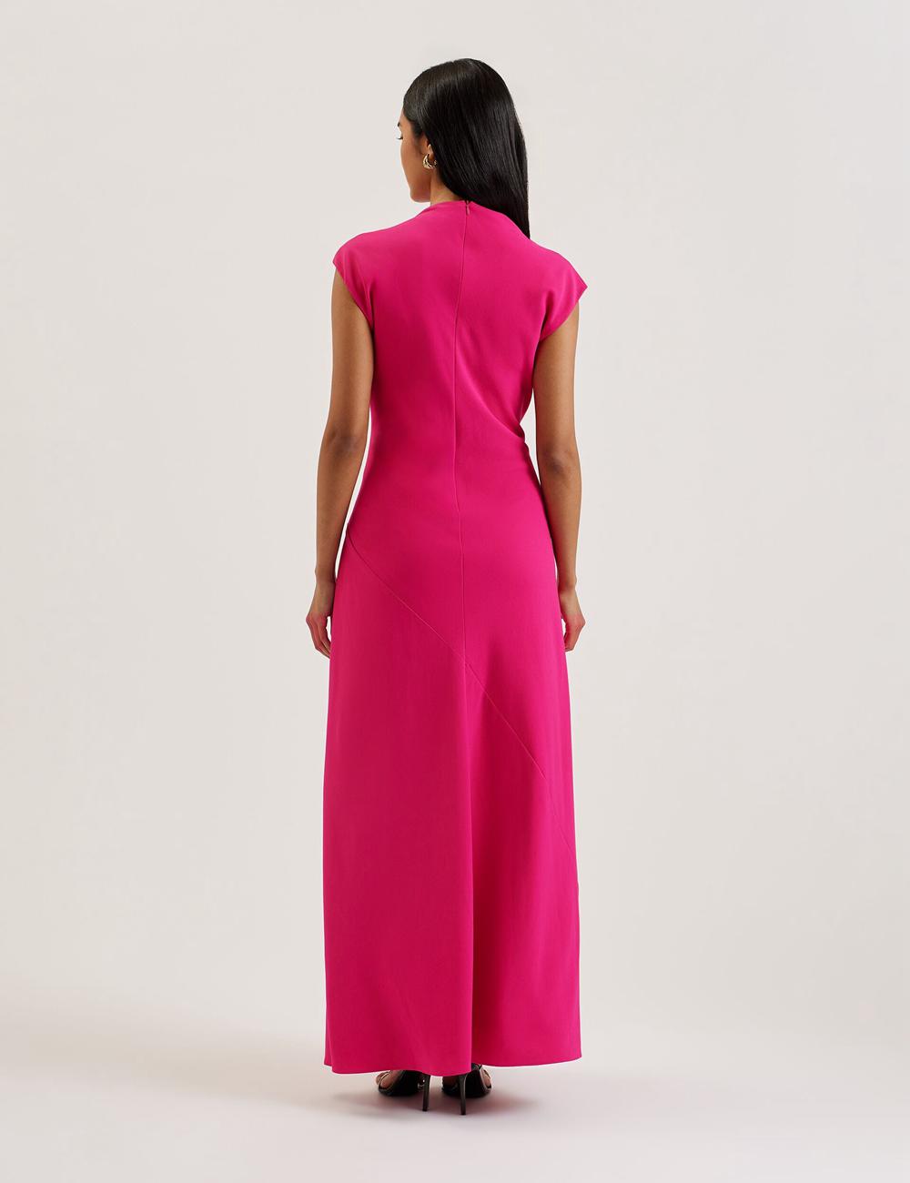 Robe Maxi Ted Baker EREAS - Drape Neckline Cap Sleeve Femme Rose | Paris  34897-EVBH