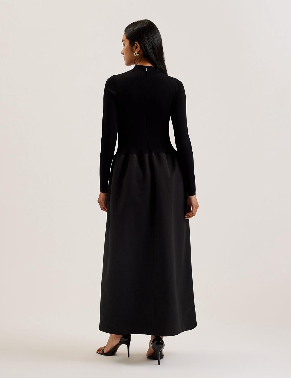 Robe Maxi Ted Baker PYLIA - Structured With Knitted Bodice Femme Noir | Paris  97205-WIFN