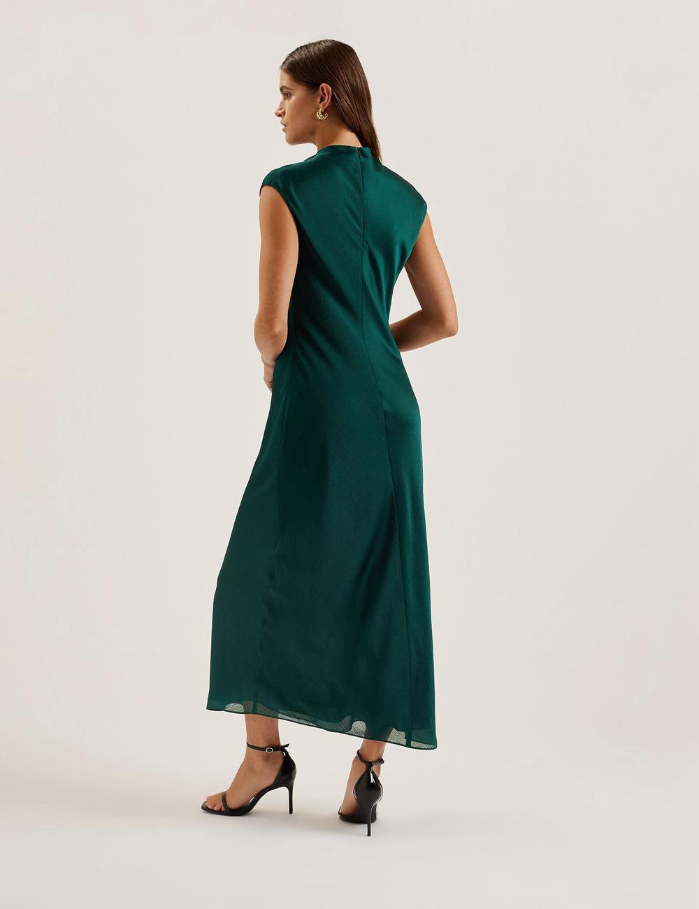 Robe Maxi Ted Baker RIMINI - Chiffon Drape Neck Detail Femme Vert | Paris  71230-SRCK