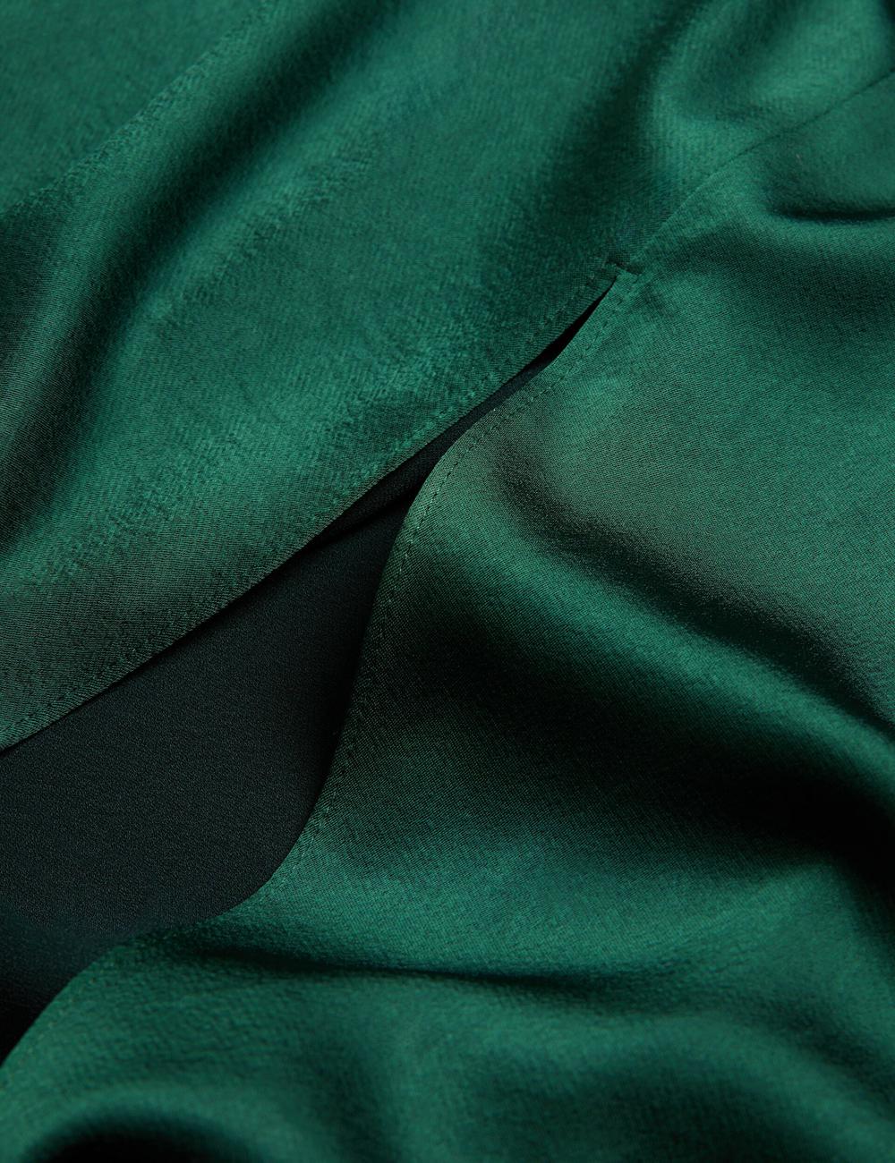 Robe Mi-longue Ted Baker ALFEIOS - Long Sleeve Satin Skirt Femme Vert | Paris  74521-ZFVE