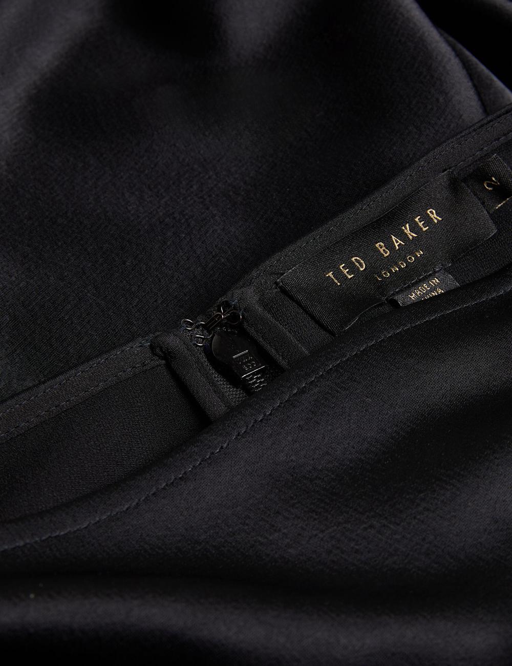 Robe Mi-longue Ted Baker AVELLI - Satin Boat Neck A-Line Femme Noir | Paris  24789-WCZE