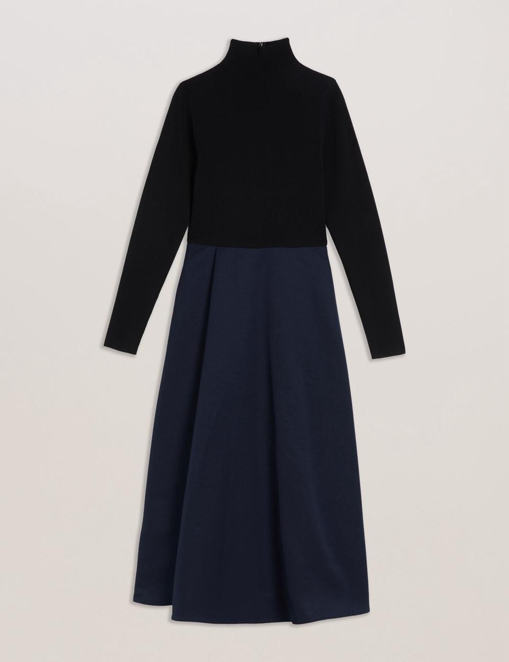 Robe Mi-longue Ted Baker CHIRA - Knit Bodice With Wrap Skirt Femme Noir | Paris  62049-CGAF