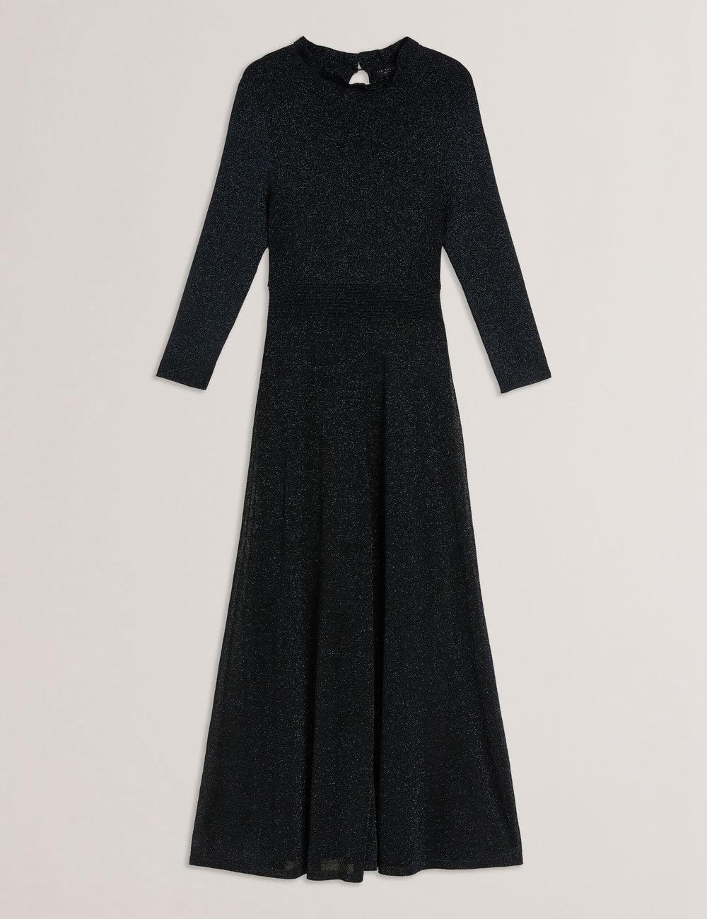 Robe Mi-longue Ted Baker KANNIE - Metallic Knit Flowy Femme Noir | Paris  85042-DFMX