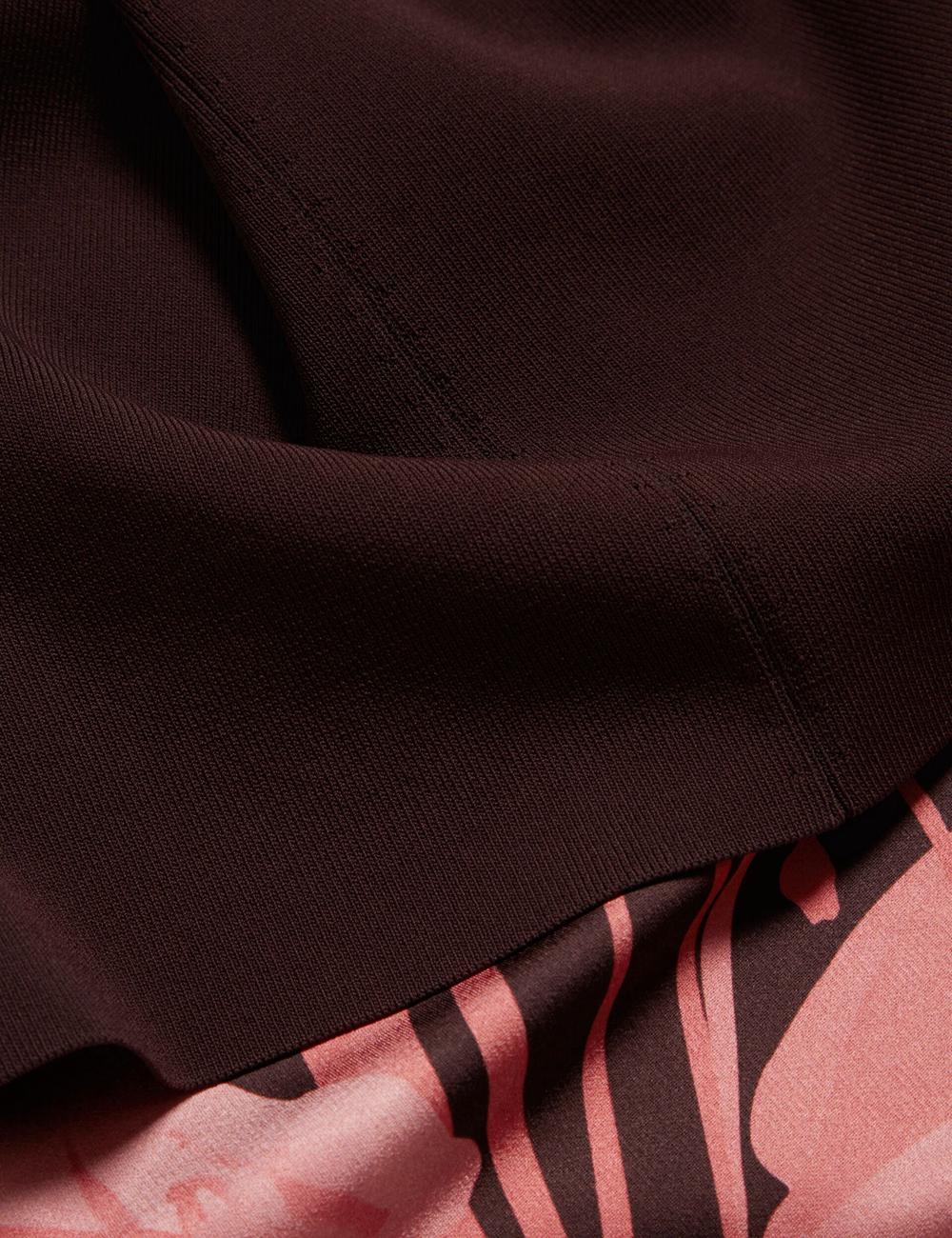 Robe Mi-longue Ted Baker LATTENA - Printed Satin With Removable Tank Femme Marron | Paris  38501-PGWX