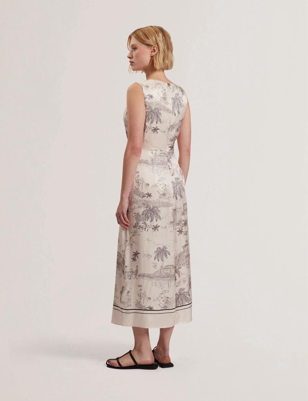 Robe Mi-longue Ted Baker MARRONA - Printed Wrap Front Sleeveless Femme Rose | Paris  25901-XTBZ