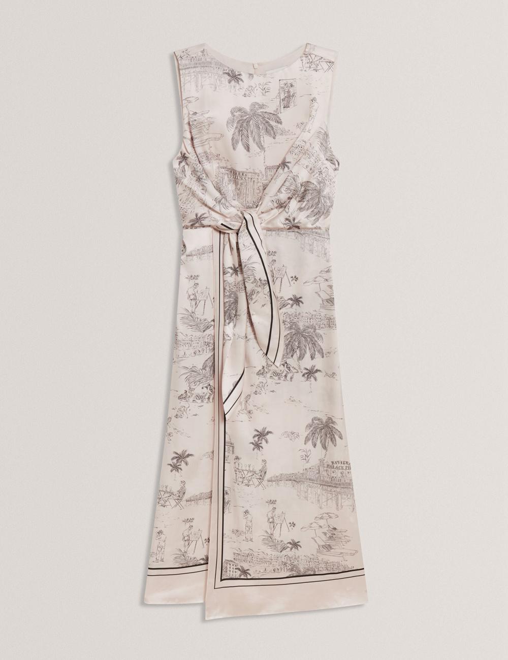 Robe Mi-longue Ted Baker MARRONA - Printed Wrap Front Sleeveless Femme Rose | Paris  25901-XTBZ