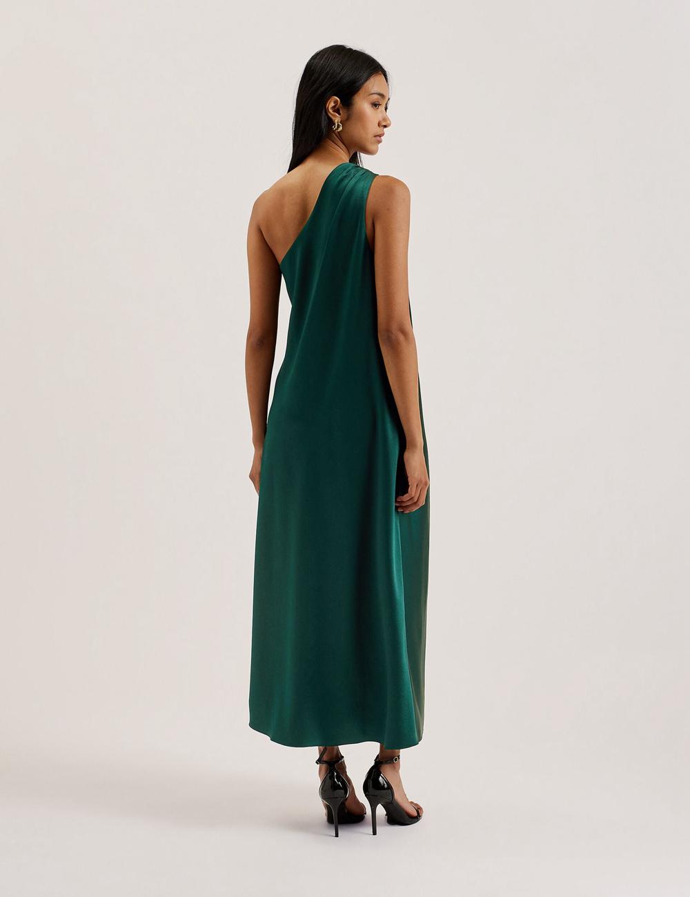 Robe Mi-longue Ted Baker MELGAR - Satin One Shoulder Femme Vert | Paris  74105-ZGWY