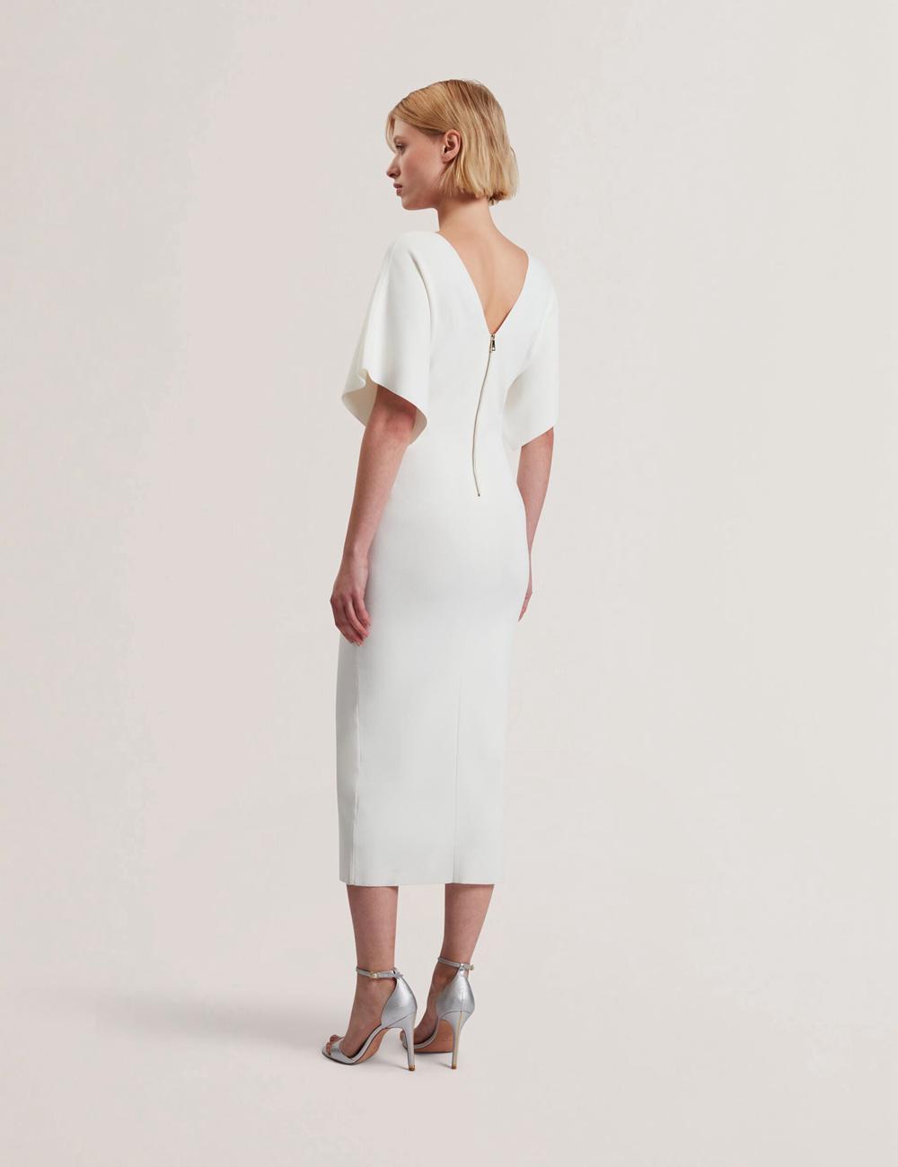 Robe Mi-longue Ted Baker REBEXXA - Wide Sleeve Knitted Bodycon Femme Ivory | Paris  65308-NZVE