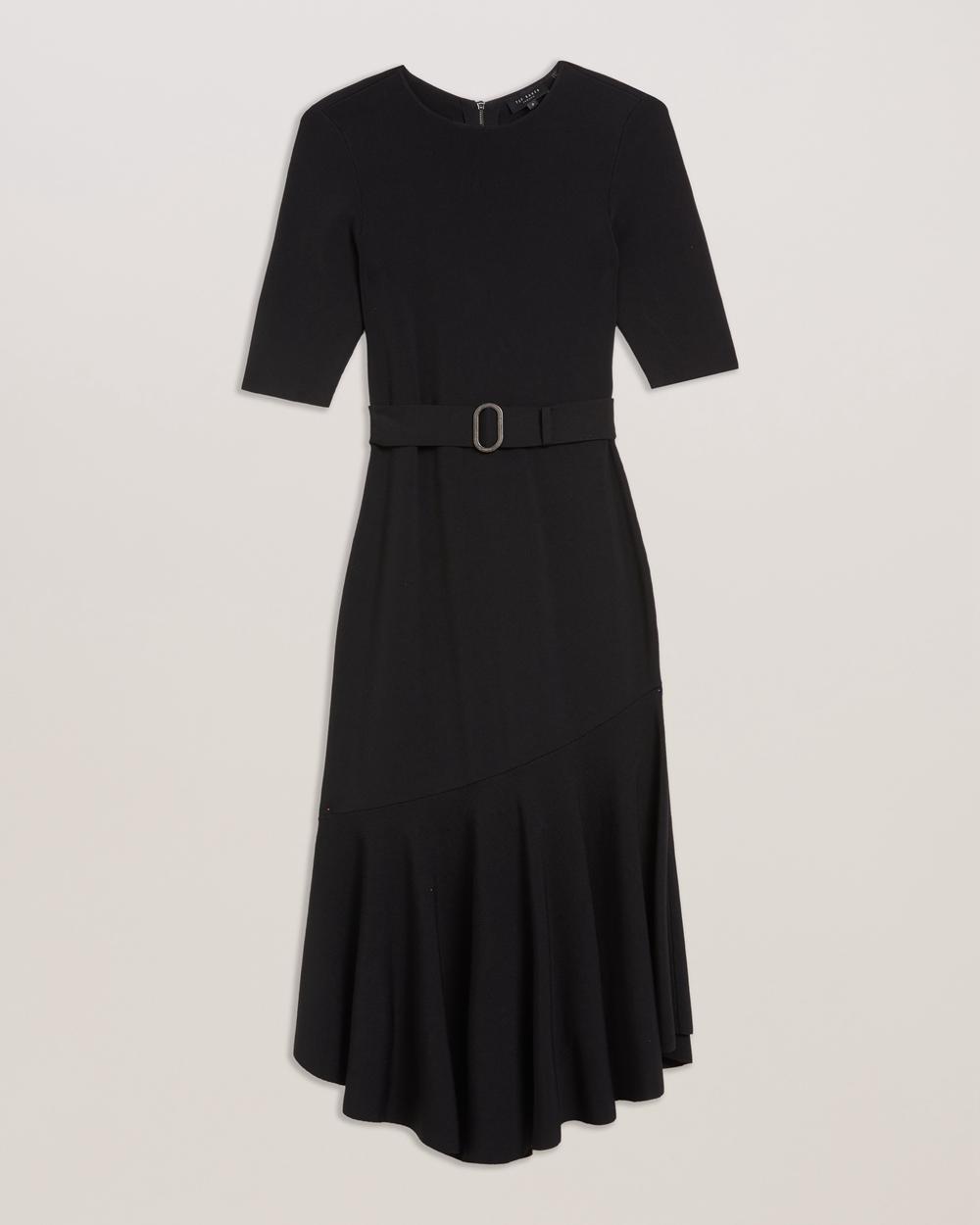Robe Mi-longue Ted Baker SAMALEE - Flippy Hem Knitted Femme Noir | Paris  16237-IFCR