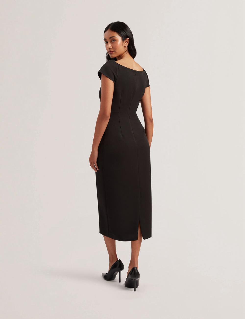 Robe Mi-longue Ted Baker SASSARI - Tailored Cap Sleeve Column Femme Noir | Paris  87065-REQV