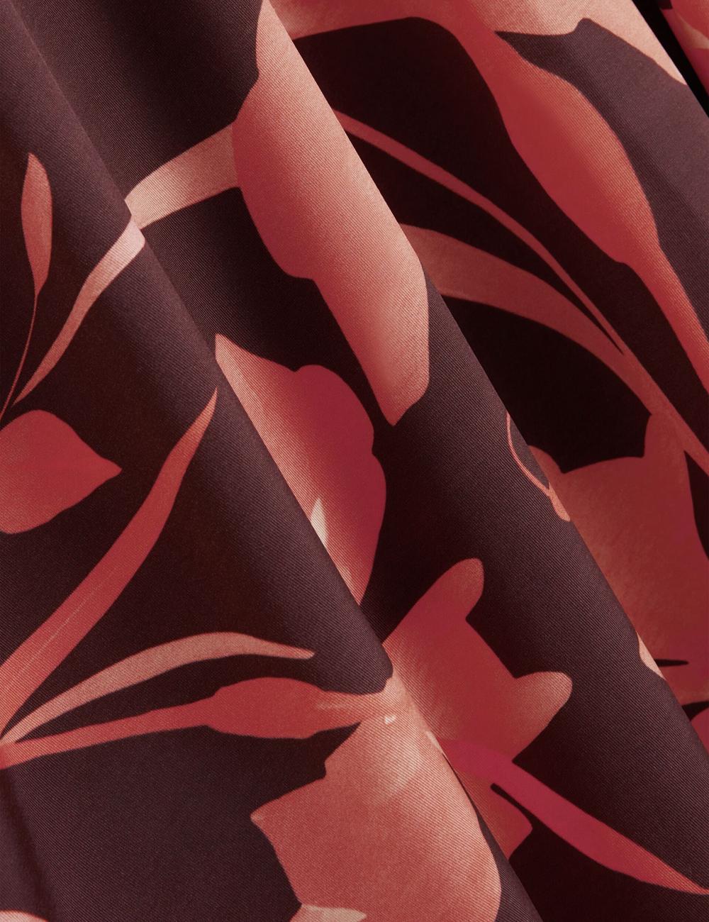 Robe Mi-longue Ted Baker STARLAH - Slinky Printed Jersey Long Sleeve Femme Marron | Paris  46951-OHXF