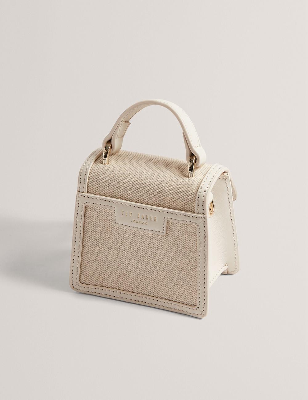 Sac Bandoulière Ted Baker AUDOU - Rose Detail Canvas Mini Top Handle Femme Ecru | Paris  39245-NZRJ