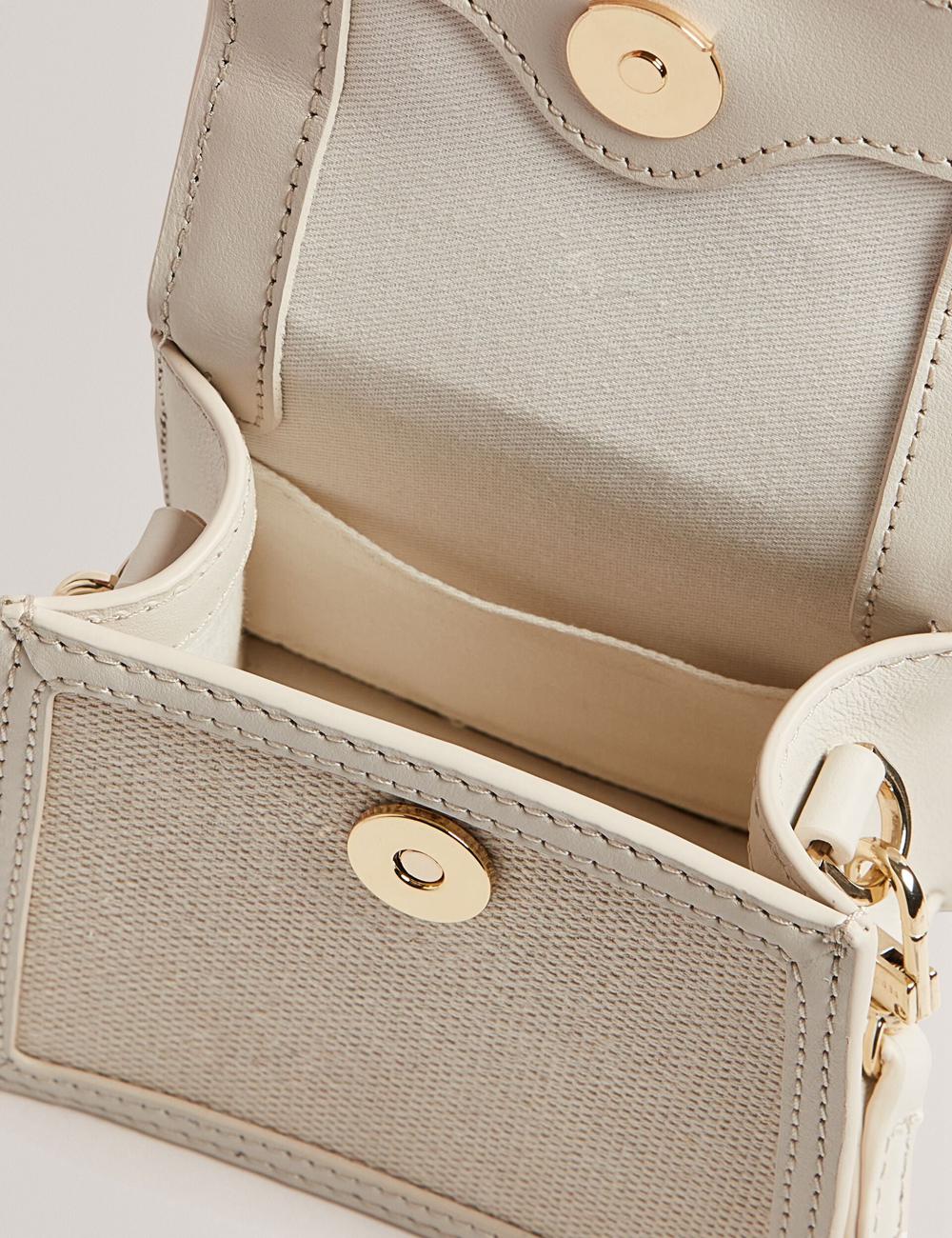 Sac Bandoulière Ted Baker AUDOU - Rose Detail Canvas Mini Top Handle Femme Ecru | Paris  39245-NZRJ