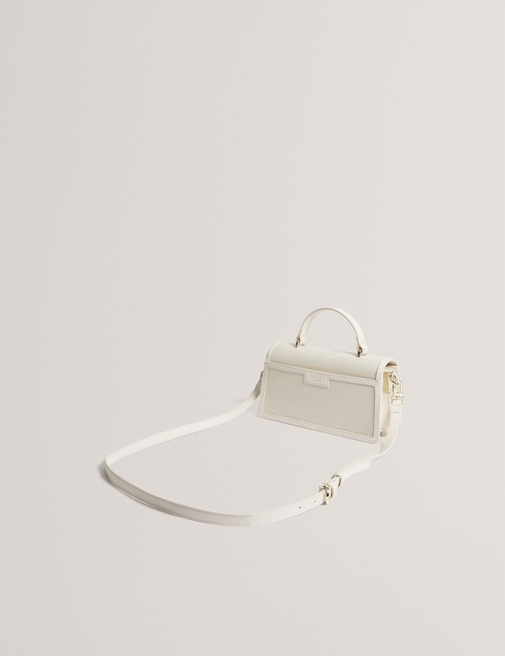 Sac Bandoulière Ted Baker AUDRIS - Rose Detail Canvas Top Handleuette Femme Ecru | Paris  38097-ROZX
