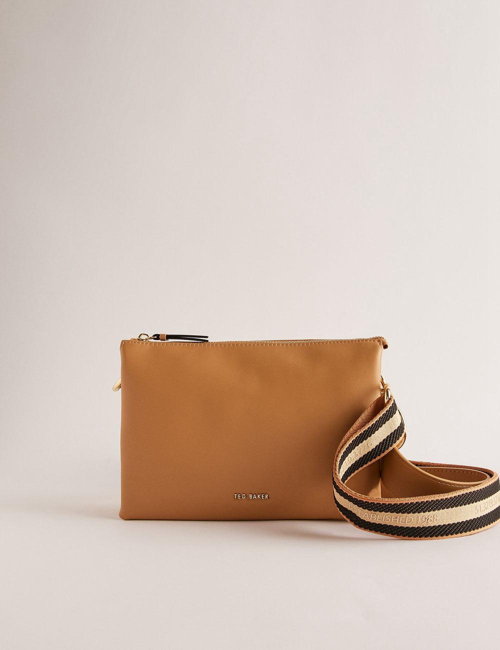 Sac Bandoulière Ted Baker DARCEYY - Leather With Webbing Strap Femme Taupe | Paris  36794-JGYM