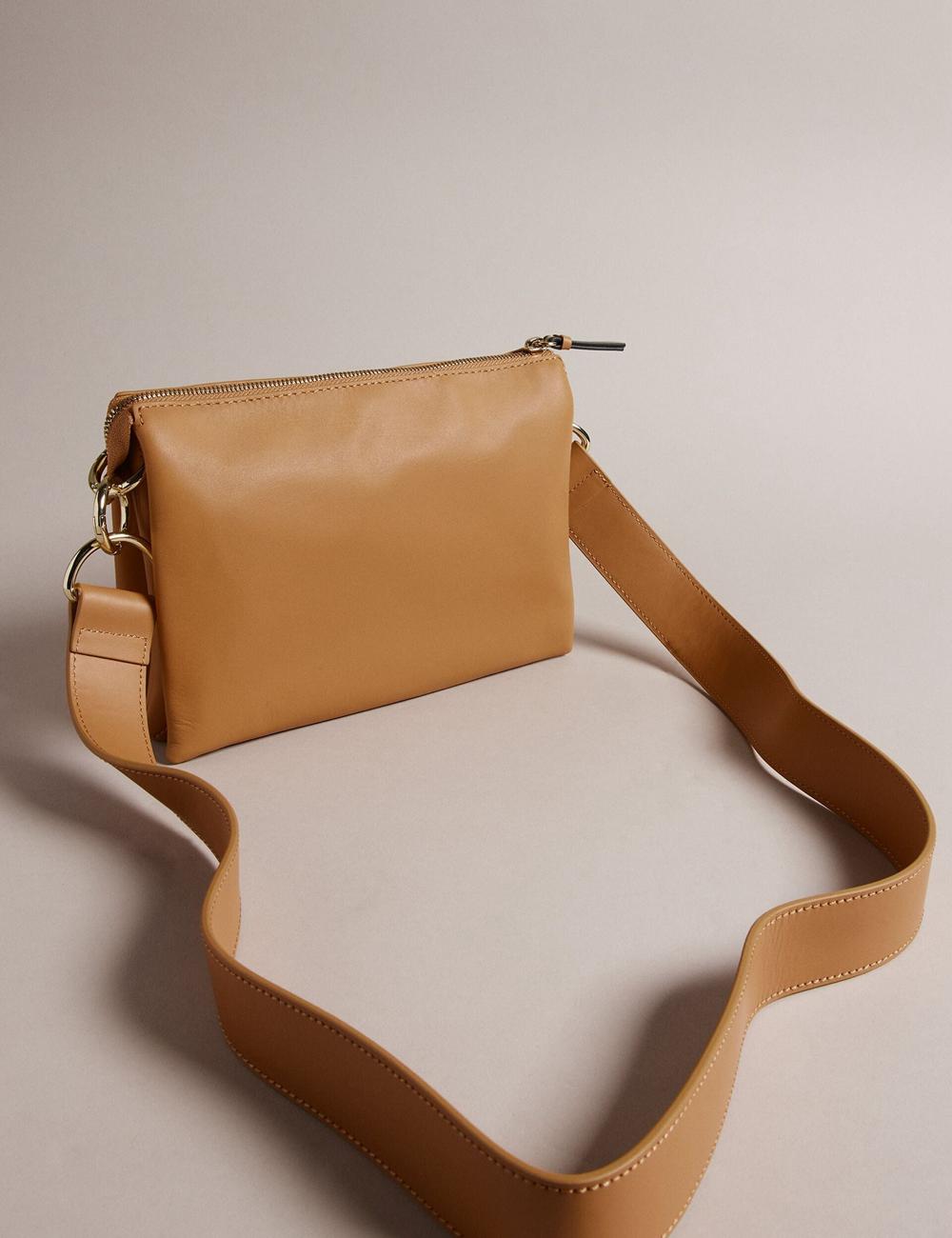 Sac Bandoulière Ted Baker DARCEYY - Leather With Webbing Strap Femme Taupe | Paris  36794-JGYM
