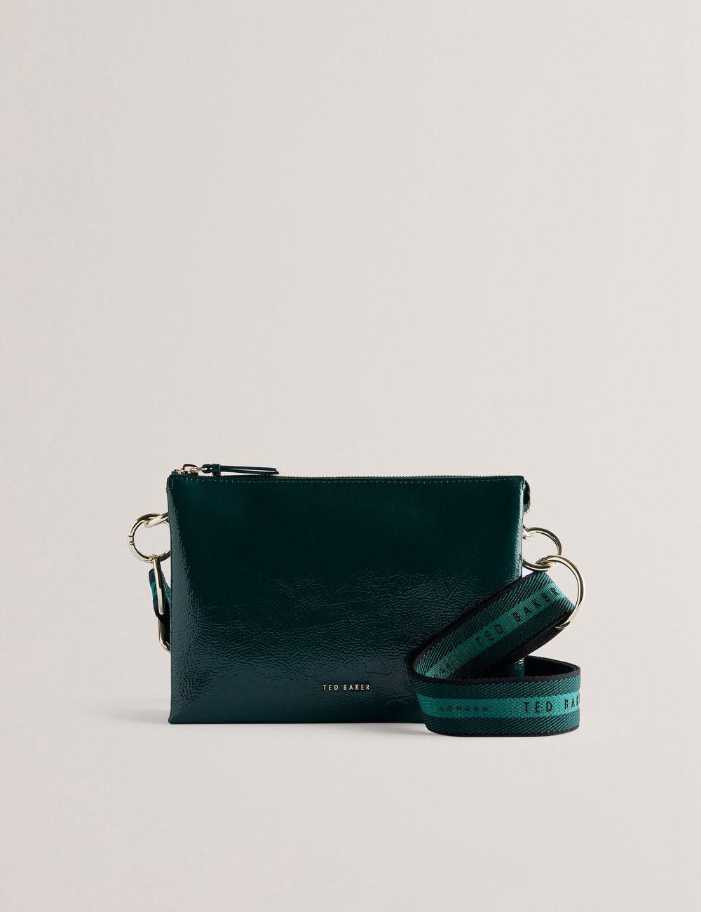 Sac Bandoulière Ted Baker DAWCEY - Crinkled Patent Leather Femme Vert | Paris  39702-ECTU