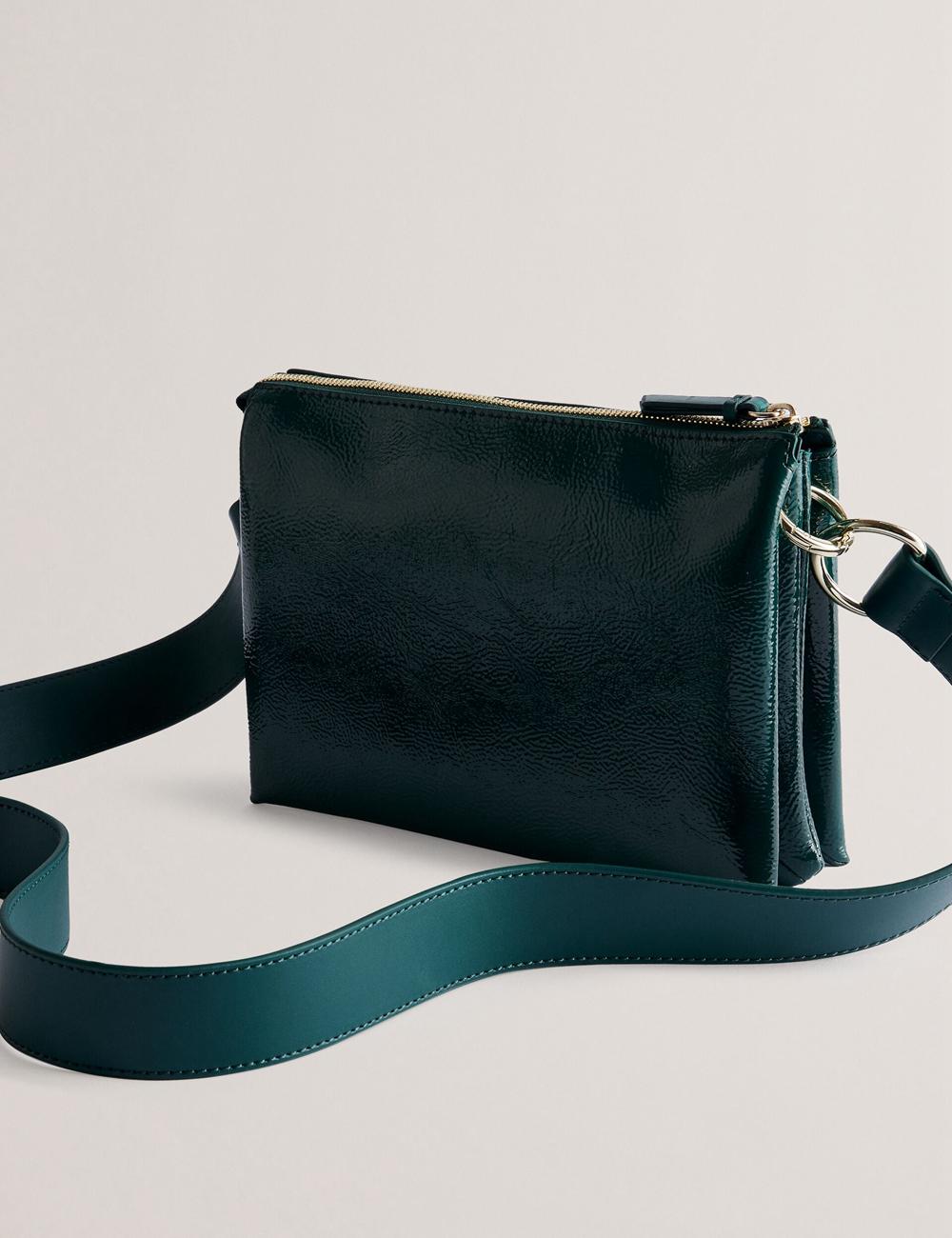 Sac Bandoulière Ted Baker DAWCEY - Crinkled Patent Leather Femme Vert | Paris  39702-ECTU