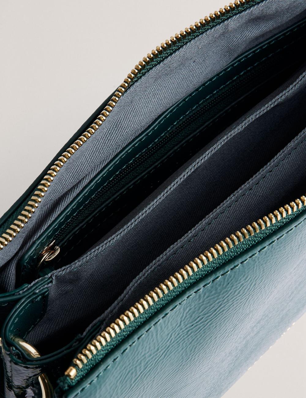 Sac Bandoulière Ted Baker DAWCEY - Crinkled Patent Leather Femme Vert | Paris  39702-ECTU