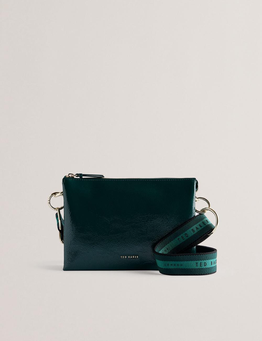 Sac Bandoulière Ted Baker DAWCEY - Crinkled Patent Leather Femme Vert | Paris  39702-ECTU