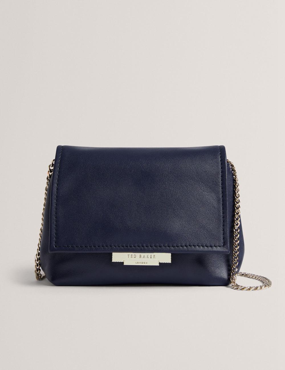 Sac Bandoulière Ted Baker DEMNI - Mini Leather Fold Over Chain Femme Bleu Marine | Paris  62548-TCRJ