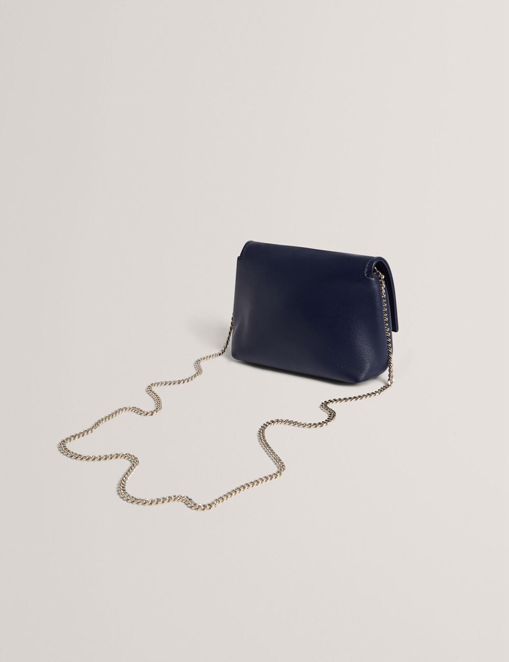 Sac Bandoulière Ted Baker DEMNI - Mini Leather Fold Over Chain Femme Bleu Marine | Paris  62548-TCRJ