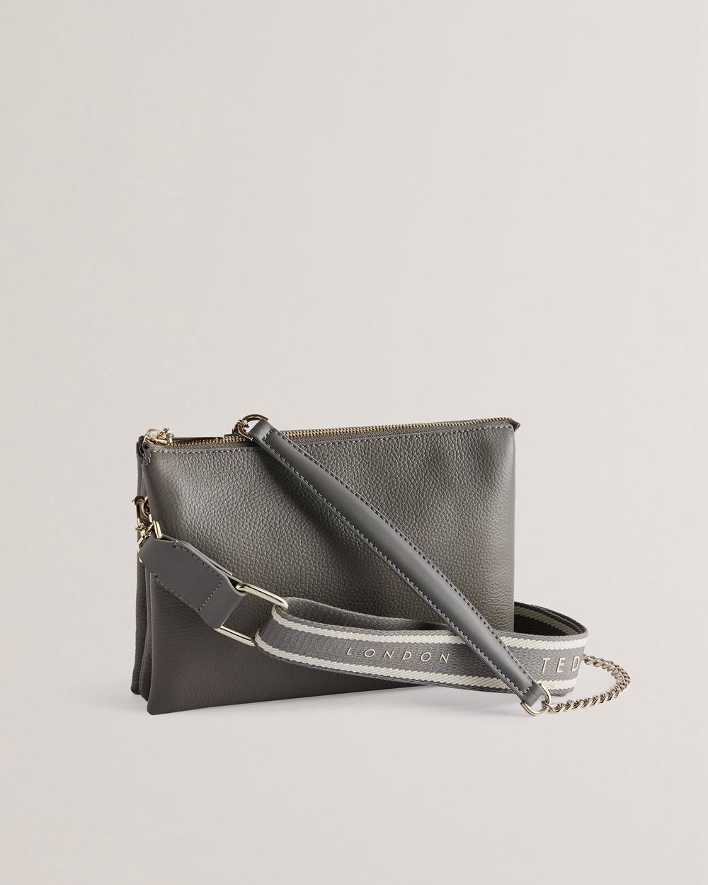 Sac Bandoulière Ted Baker ESILLE - Branded Webbing Crossbody Leather Femme Grise | Paris  62057-VYFX