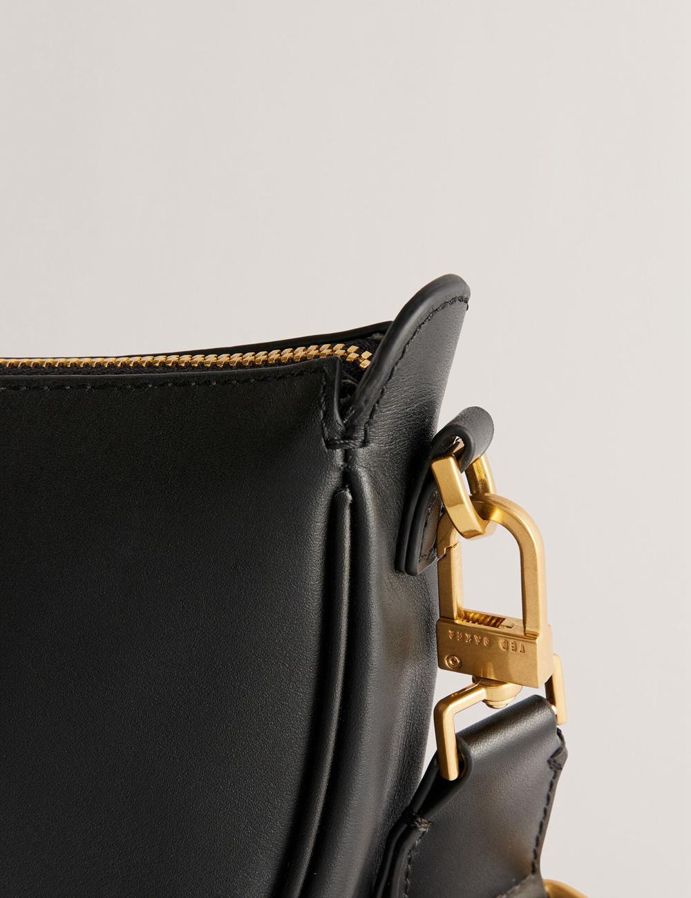Sac Bandoulière Ted Baker ESSINA - Webbing Half Moon Leather Femme Noir | Paris  16480-KBHY