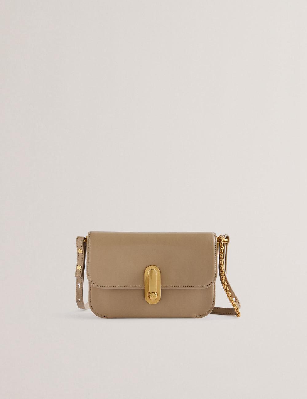 Sac Bandoulière Ted Baker KKAYSA - Leather Twist Lock Small Femme Taupe | Paris  71540-OMWH