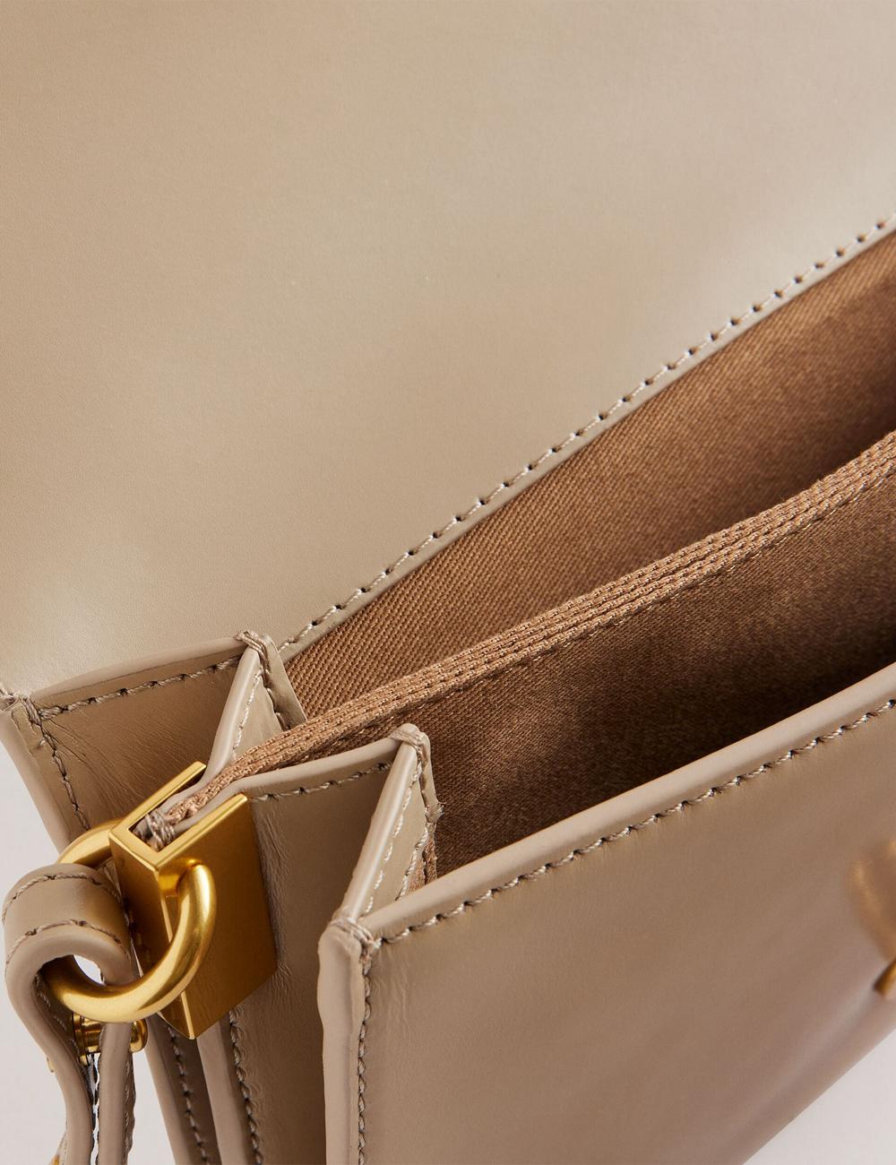 Sac Bandoulière Ted Baker KKAYSA - Leather Twist Lock Small Femme Taupe | Paris  71540-OMWH