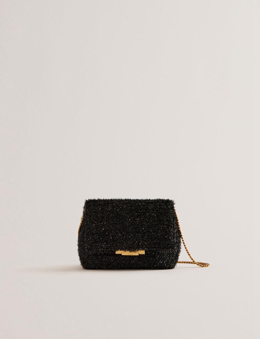 Sac Bandoulière Ted Baker LIYLAH - Metallic Tinsel Fold Over Femme Noir | Paris  73928-DOQB