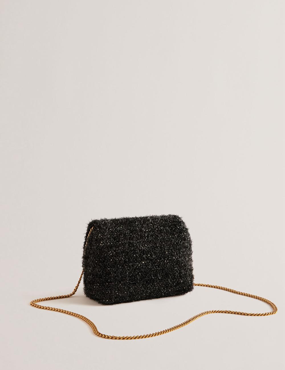 Sac Bandoulière Ted Baker LIYLAH - Metallic Tinsel Fold Over Femme Noir | Paris  73928-DOQB