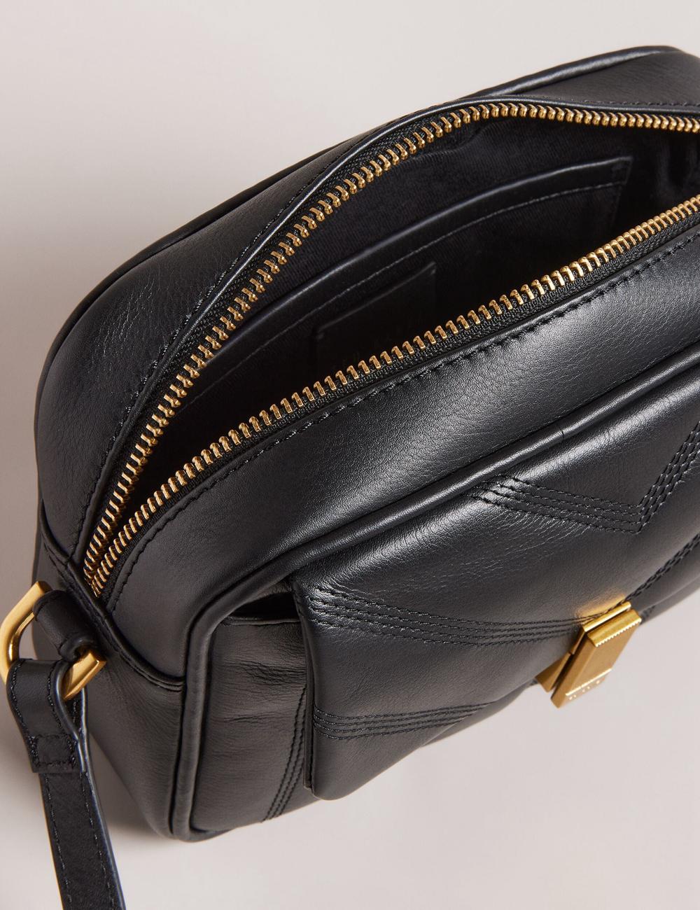 Sac Porté Épaule Ted Baker AYALILY - Quilted Leather Camera With Front Pocket Femme Noir | Paris  13826-AEYW