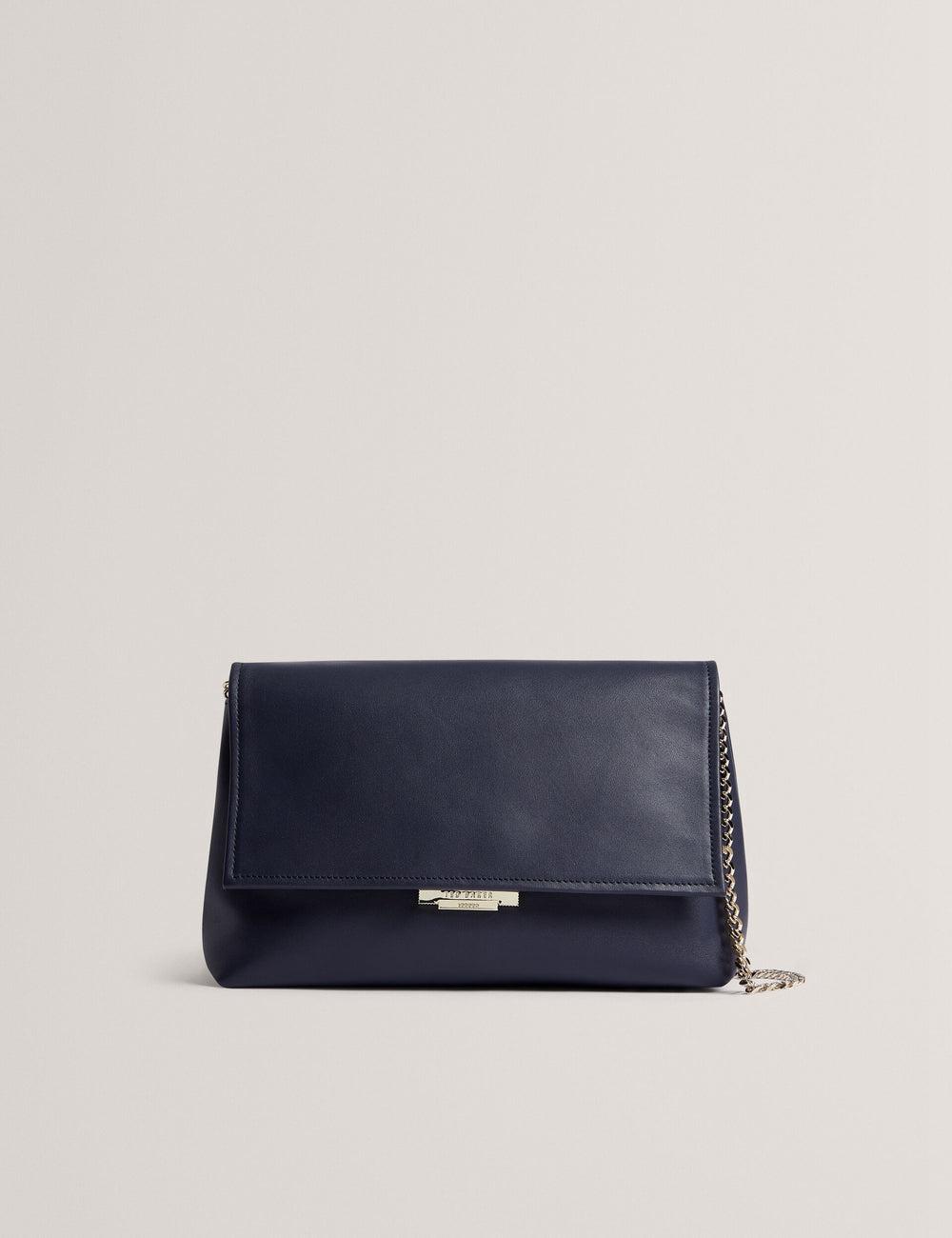 Sac Porté Épaule Ted Baker DEMAE - Leather Fold Over Chain Femme Bleu Marine | Paris  93051-ENTL