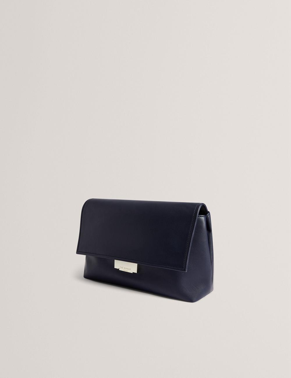 Sac Porté Épaule Ted Baker DEMAE - Leather Fold Over Chain Femme Bleu Marine | Paris  93051-ENTL
