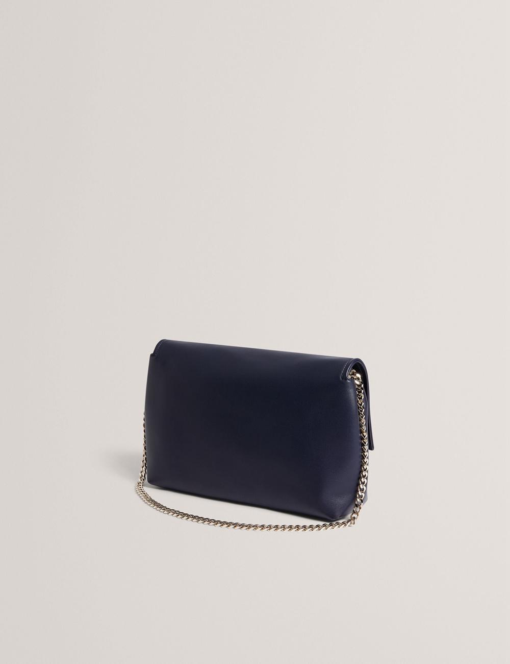 Sac Porté Épaule Ted Baker DEMAE - Leather Fold Over Chain Femme Bleu Marine | Paris  93051-ENTL